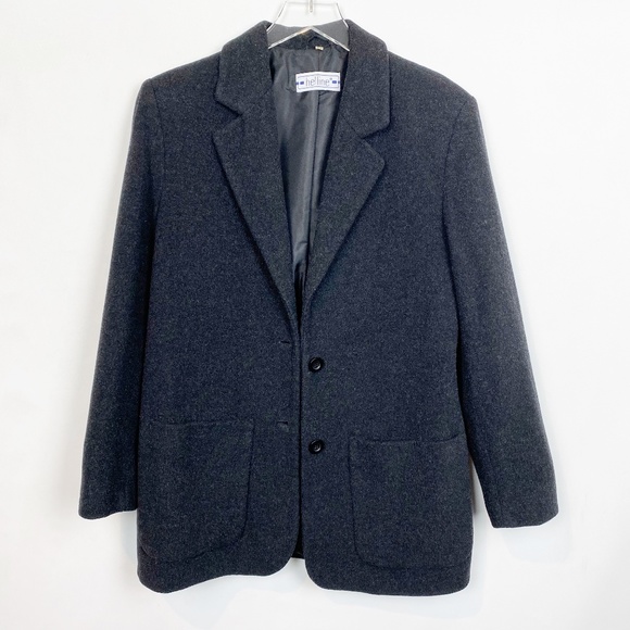 Helline Cashmere Virgin Wool Blazer Coat Charcoal - Picture 2 of 8